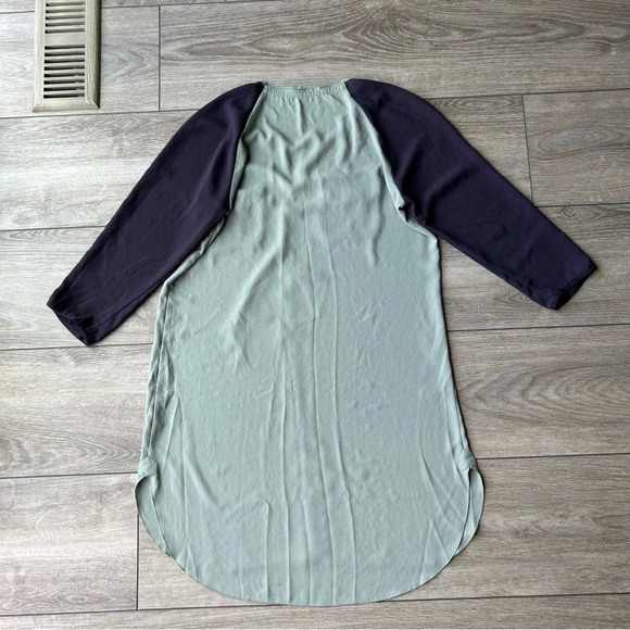 Aritzia Wilfred Purple Sage Green Contrasting  Colour Chiffon Shirt Dress - Picture 11 of 12